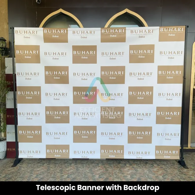 Telescopic Banner with Backdrop in Pop-Up & Portable Displays by Efficient Advertising Dubai