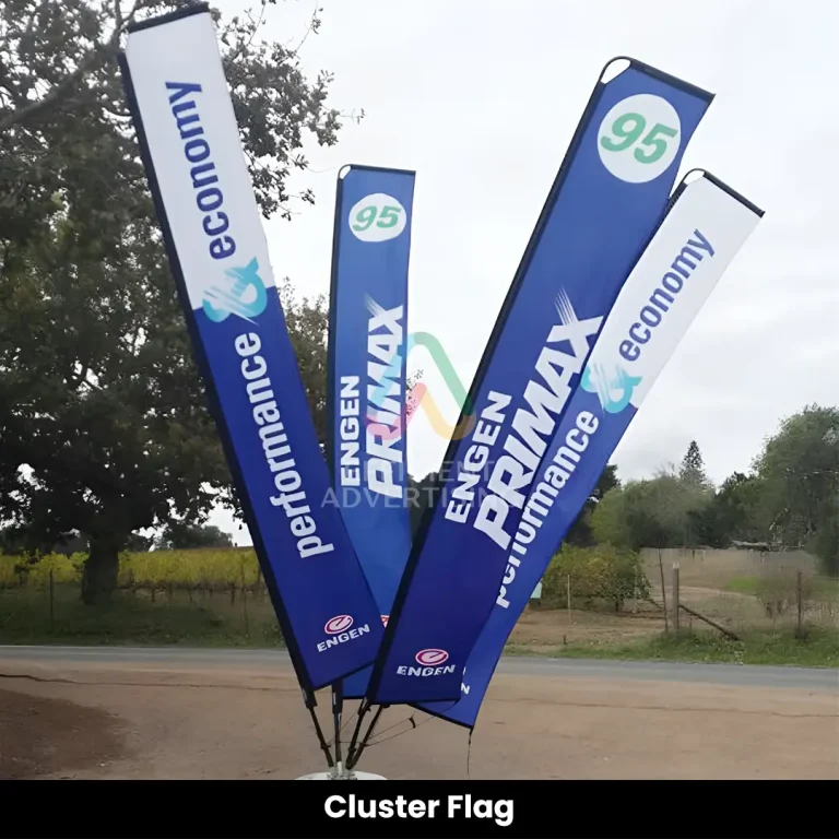 Cluster Flag in Feather & Sail Flags by Efficient Advertising Dubai