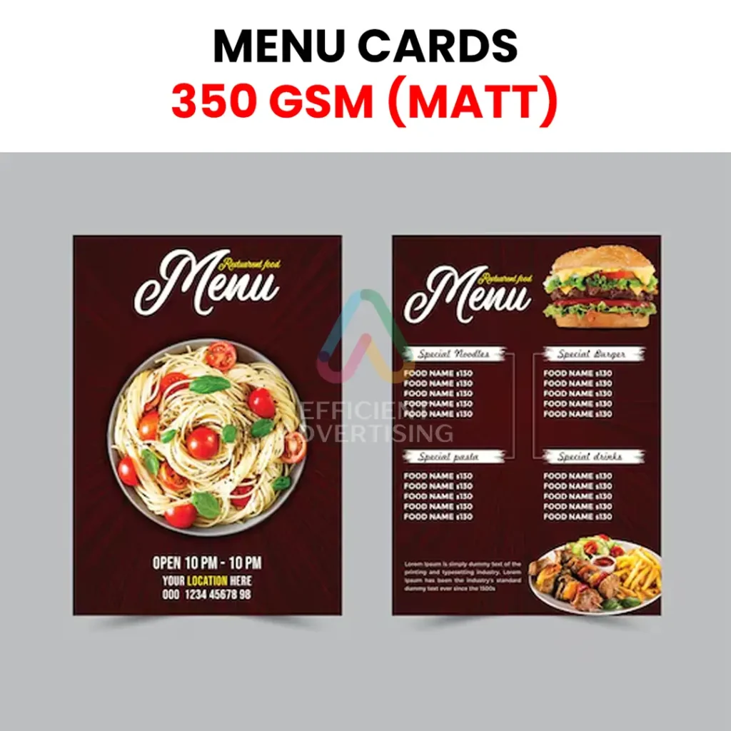 Laminated Menus — Efficient Advertising Dubai