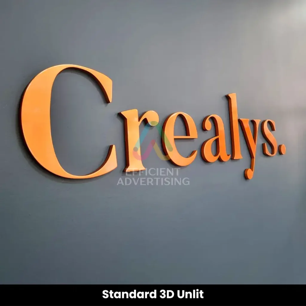 3D Unlit Signage — Efficient Advertising Dubai